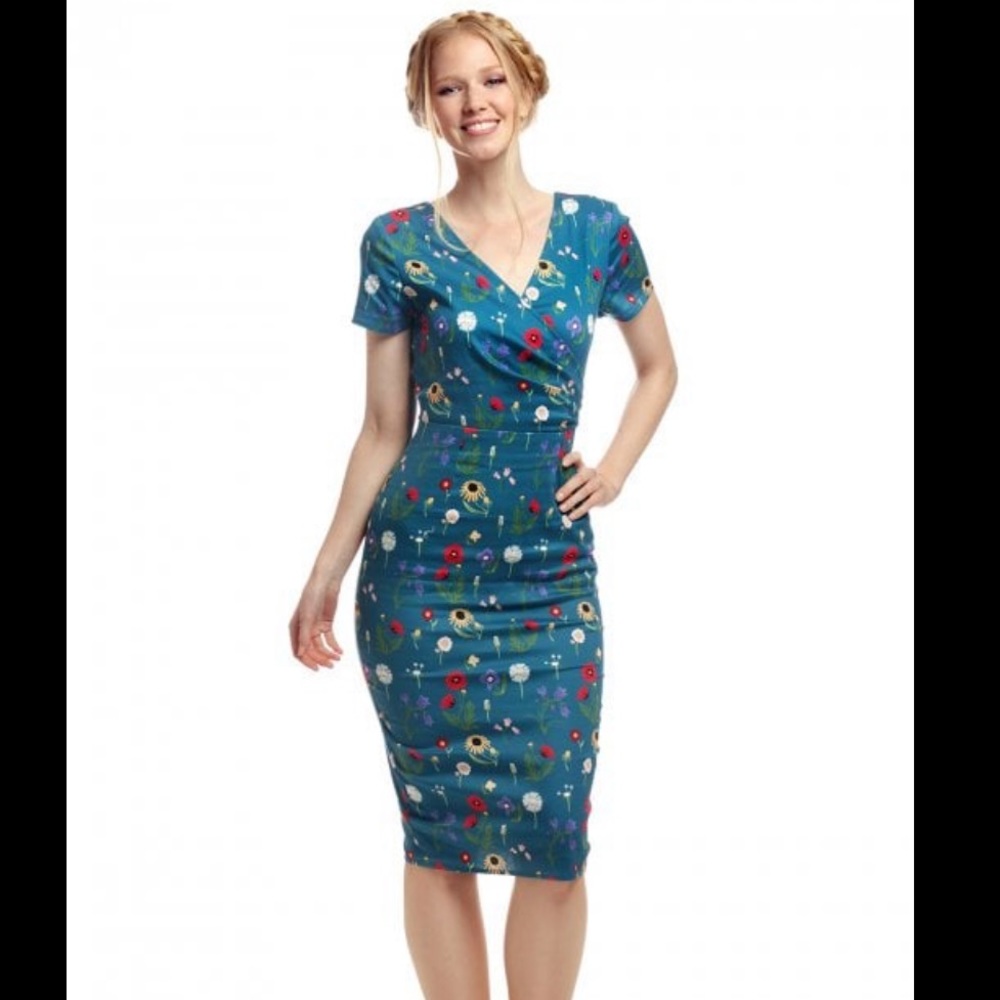 Collectif wildflowers pencil dress hippie floral